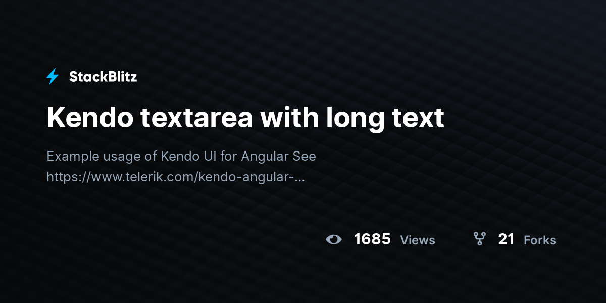 Kendo textarea with long text - StackBlitz