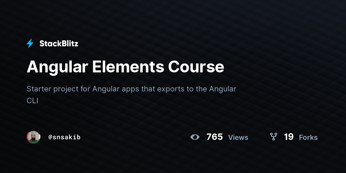 Angular Elements Course - StackBlitz