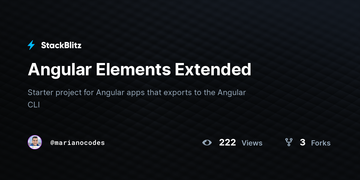 Angular Elements Extended - StackBlitz