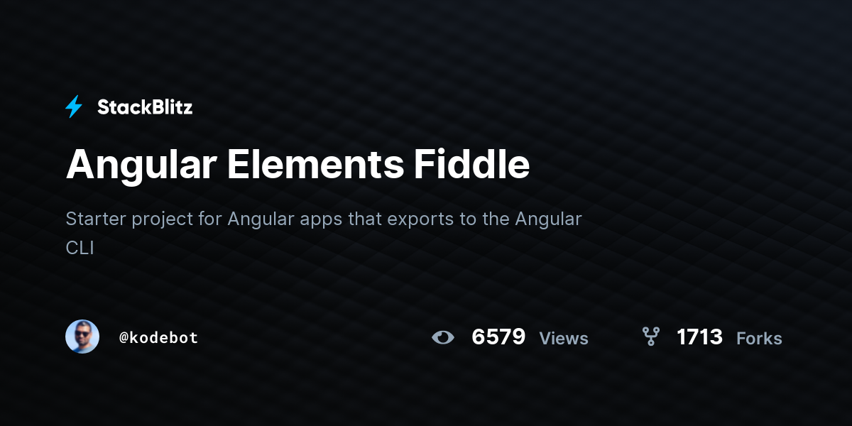 Angular Elements Fiddle - StackBlitz