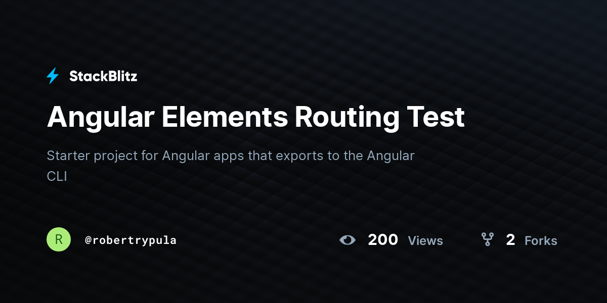 Angular Elements Routing Test - StackBlitz