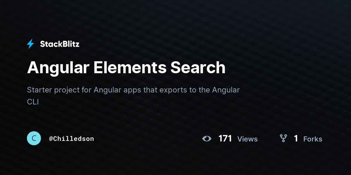 Angular Elements Search - StackBlitz