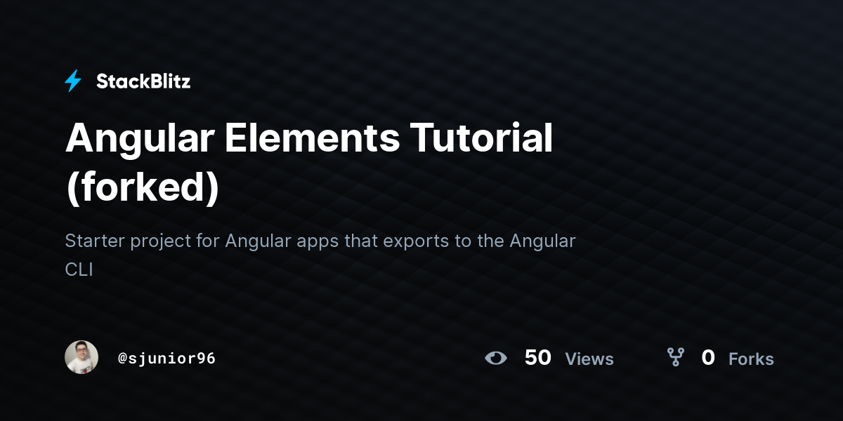 Angular Elements Tutorial (forked) - StackBlitz