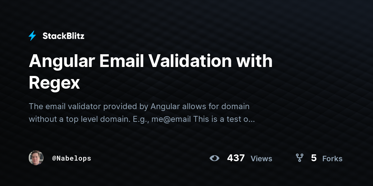 Angular Email Validation with Regex - StackBlitz