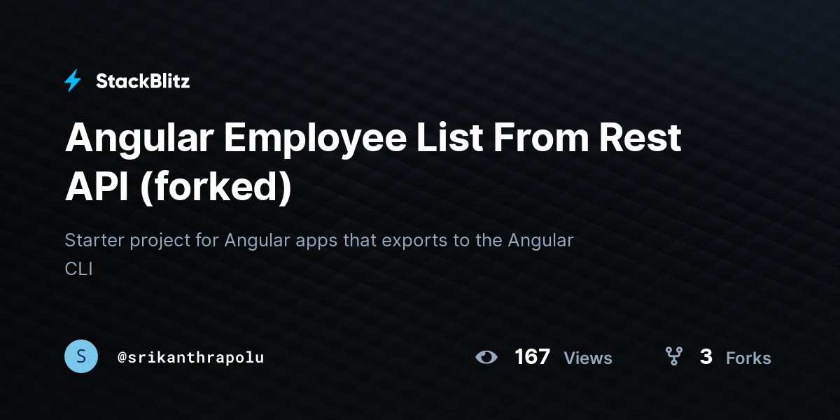 Angular Employee List From Rest API (forked) - StackBlitz