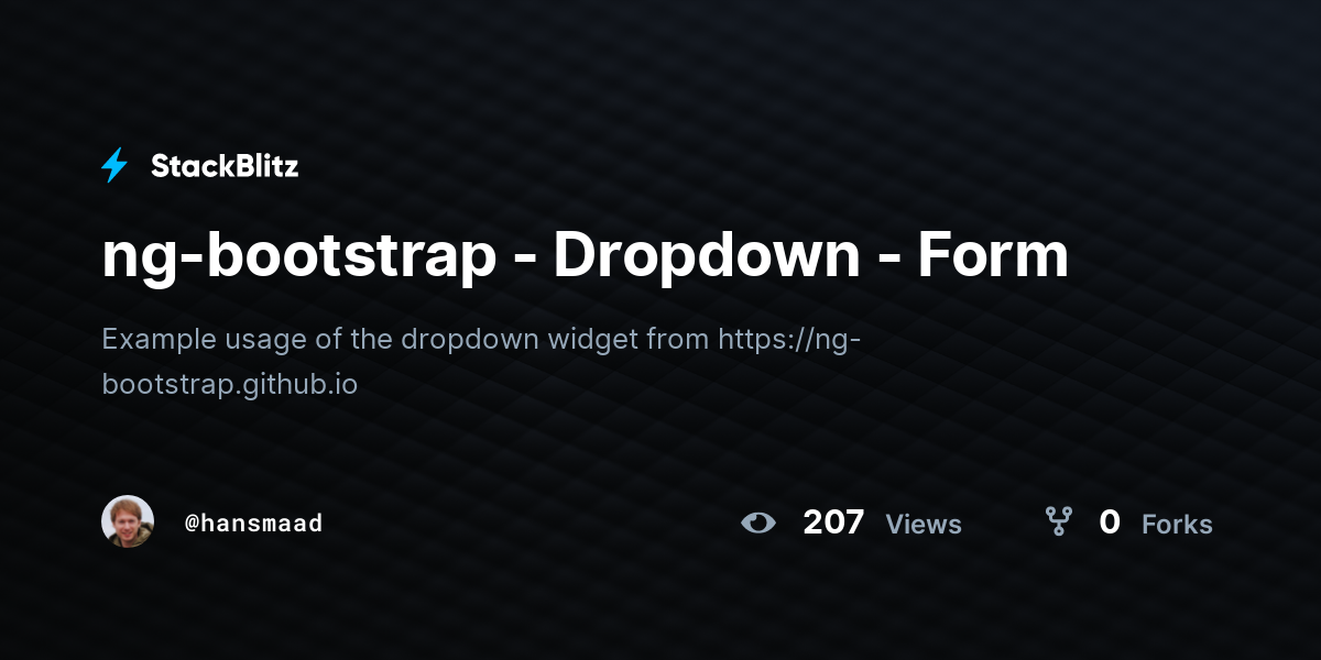 ng-bootstrap - Dropdown - Form - StackBlitz