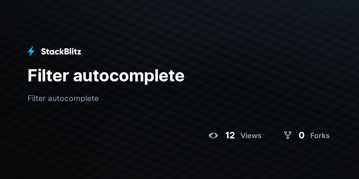 Filter autocomplete - StackBlitz
