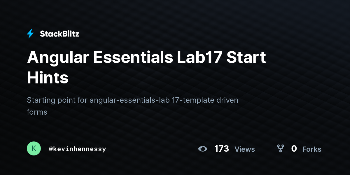 Angular Essentials Lab17 Start Hints - StackBlitz