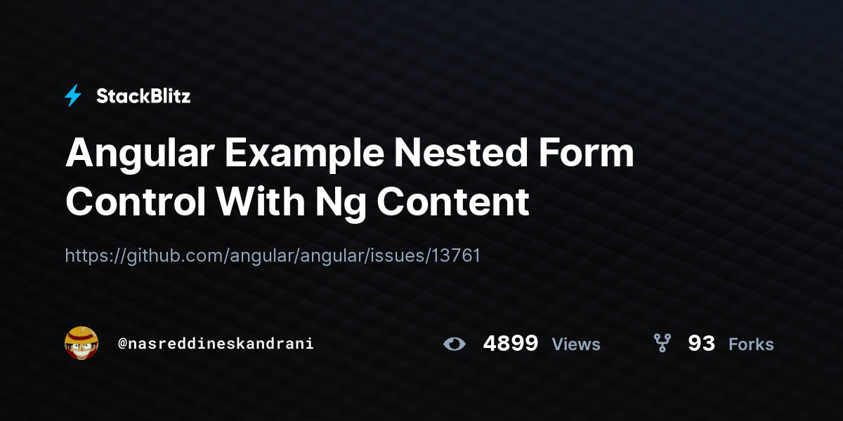 Angular Example Nested Form Control With Ng Content StackBlitz