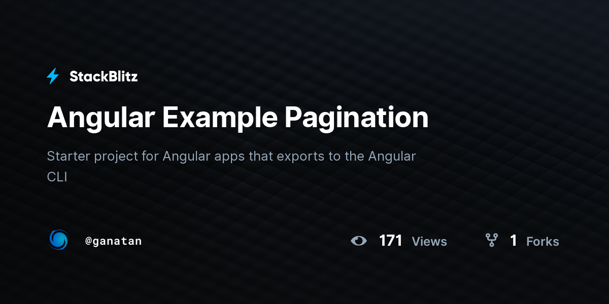 Pagination Example In Angular Stackblitz