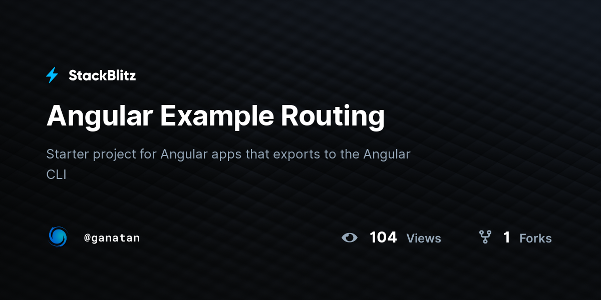Angular Example Routing - StackBlitz