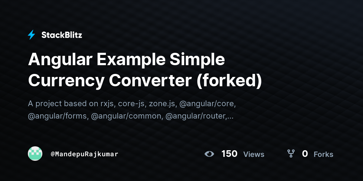 Angular Example Simple Currency Converter (forked) - StackBlitz