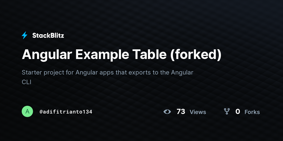 Angular Example Table (forked) - StackBlitz