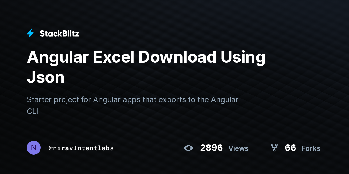 Angular Excel Download Using Json - StackBlitz