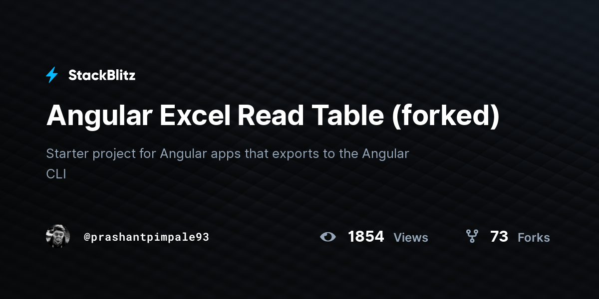 Angular Excel Read Table (forked) - StackBlitz