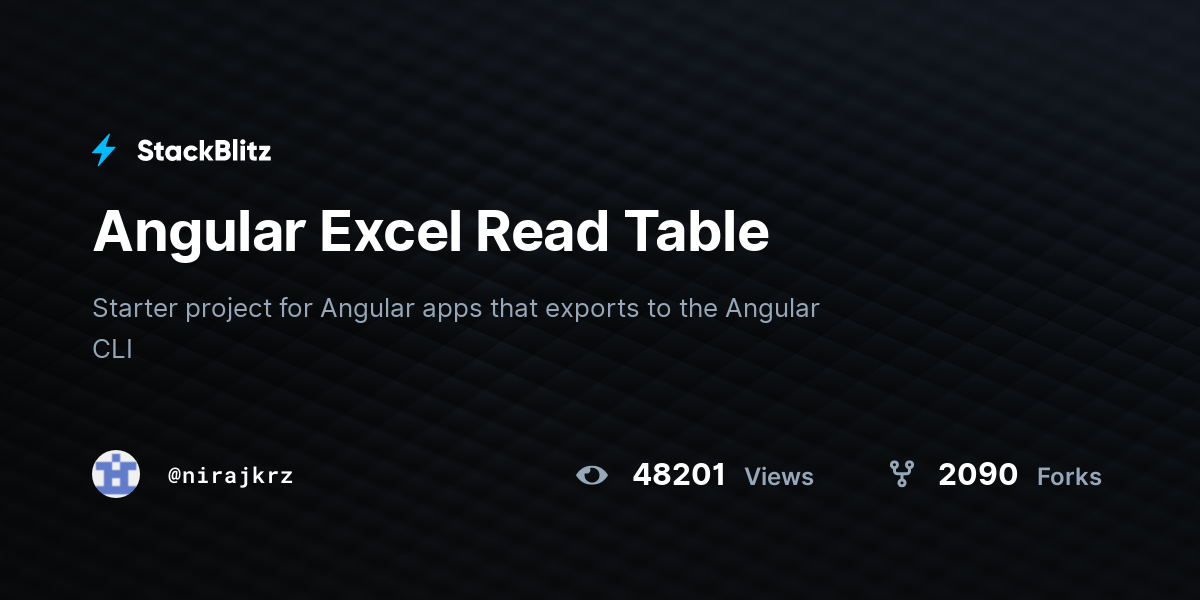 Angular Excel Read Table StackBlitz