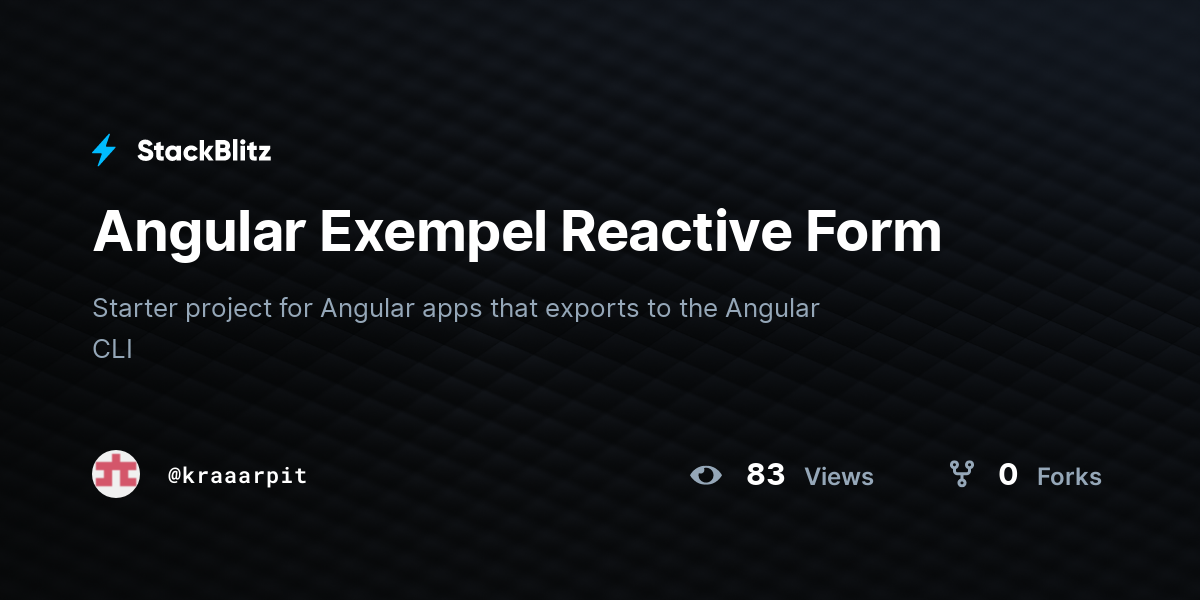 Angular Exempel Reactive Form - StackBlitz