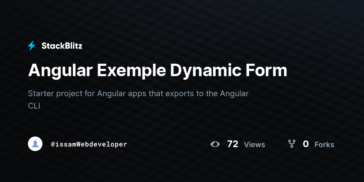Angular Exemple Dynamic Form - StackBlitz