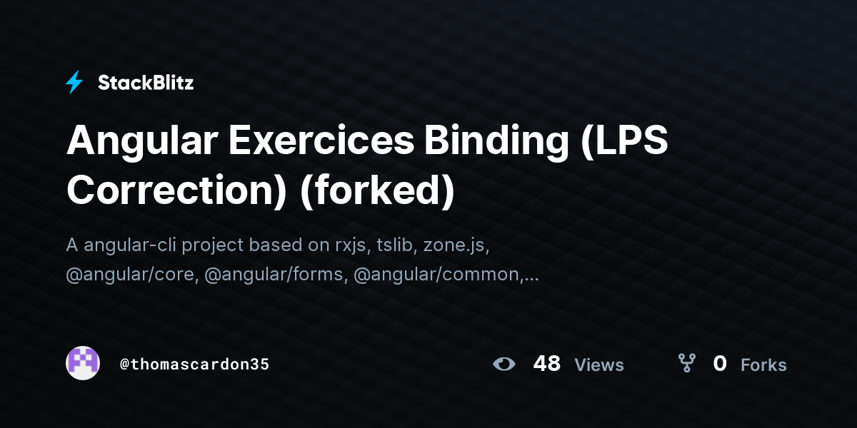 Angular Exercices Binding (LPS Correction) (forked) - StackBlitz