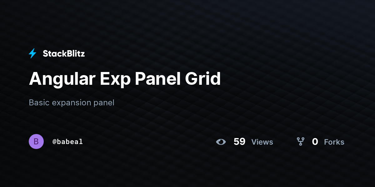 Angular Exp Panel Grid - StackBlitz
