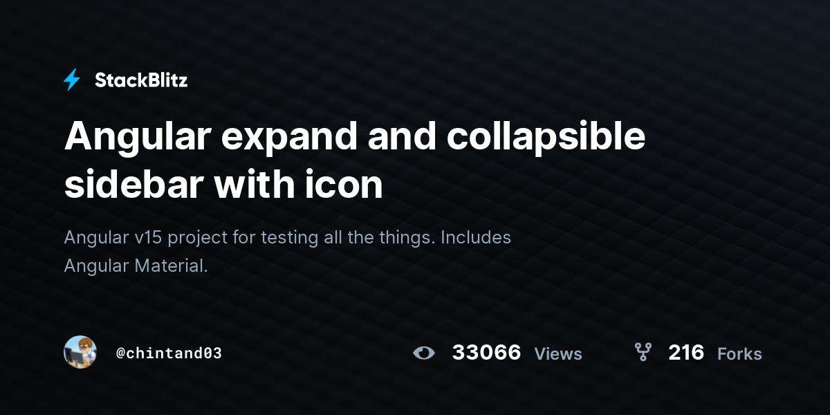 Angular expand and collapsible sidebar with icon - StackBlitz