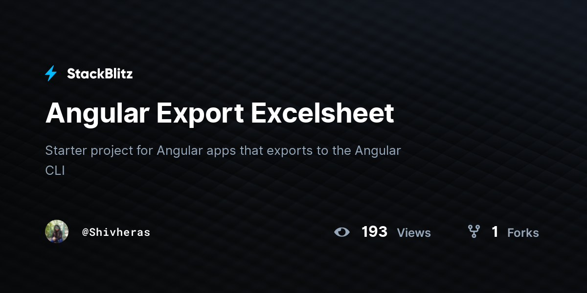 Angular Export Excelsheet - StackBlitz