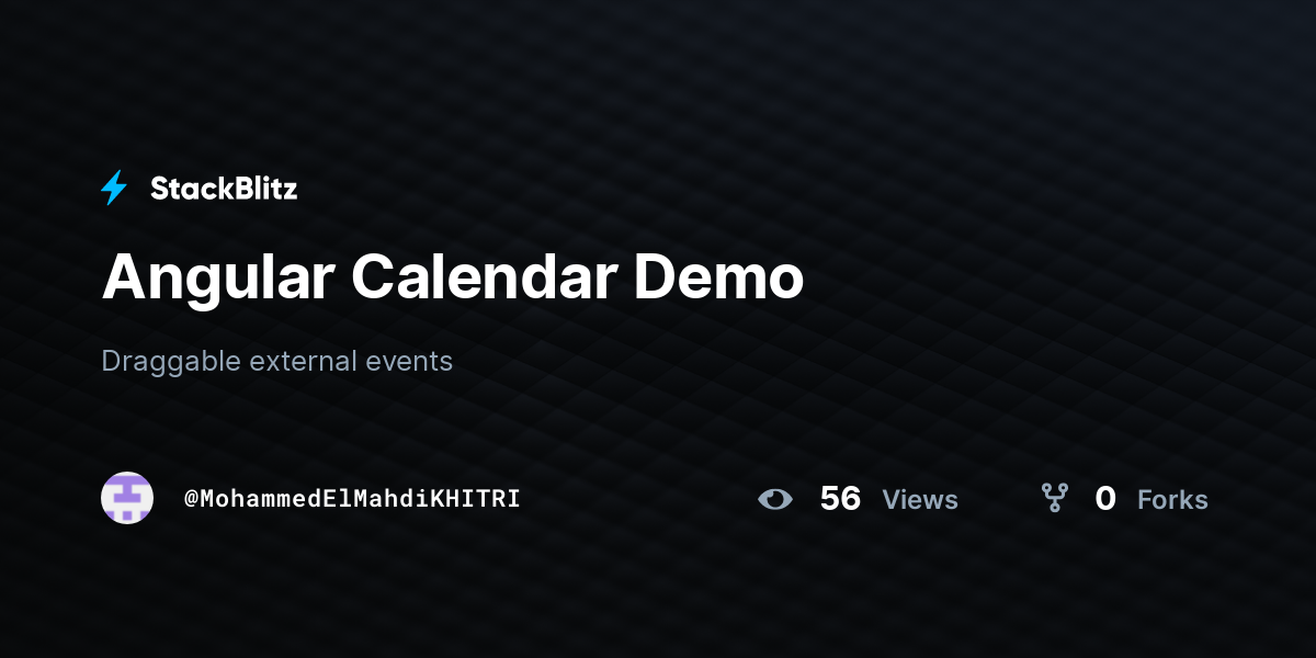 Angular Calendar Demo - StackBlitz