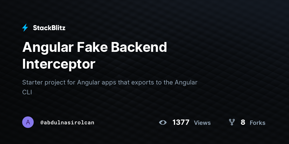 Angular Fake Backend Interceptor - StackBlitz