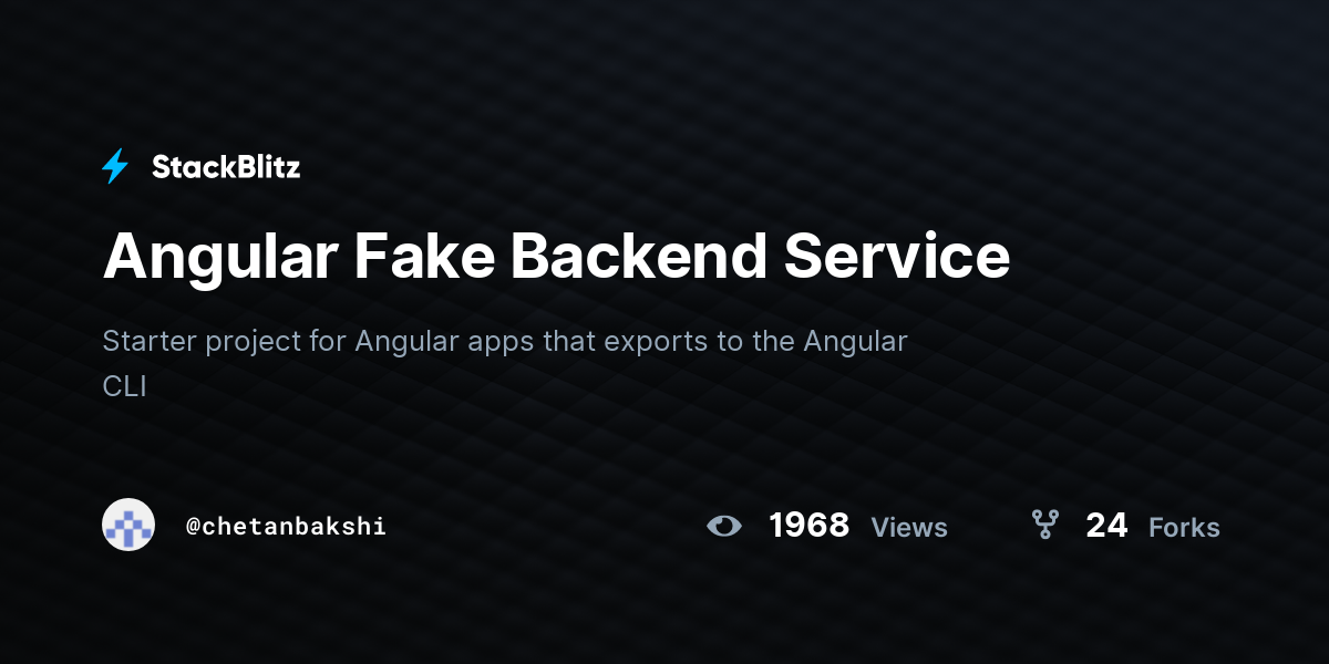 Angular Fake Backend Service - StackBlitz