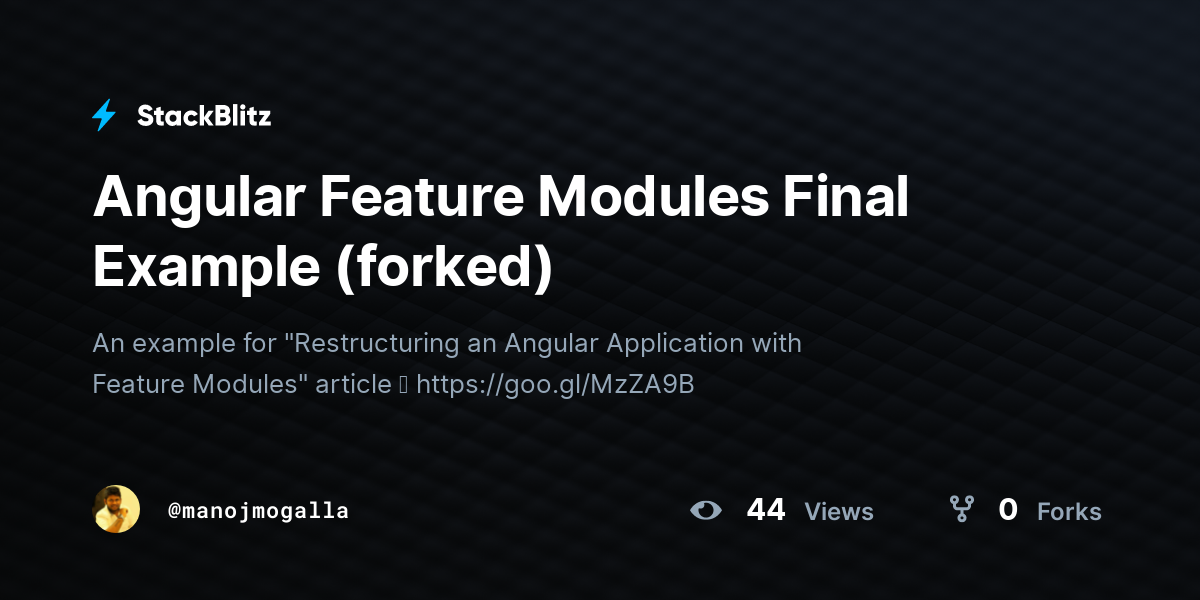 Angular Feature Modules Final Example (forked) - StackBlitz