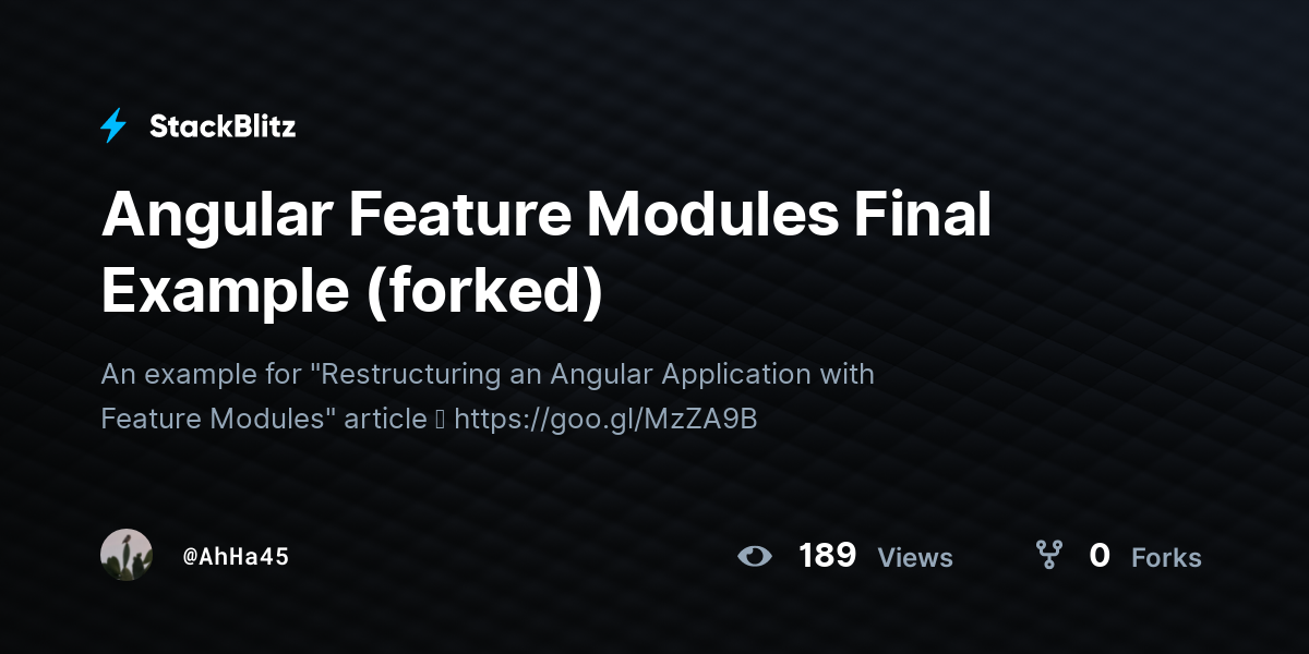 Angular Feature Modules Final Example (forked) - StackBlitz