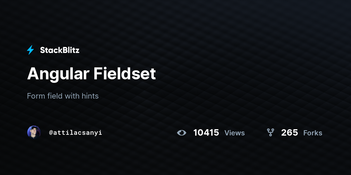 Angular Fieldset StackBlitz
