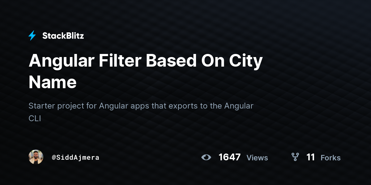 Angular Filter Based On City Name - StackBlitz