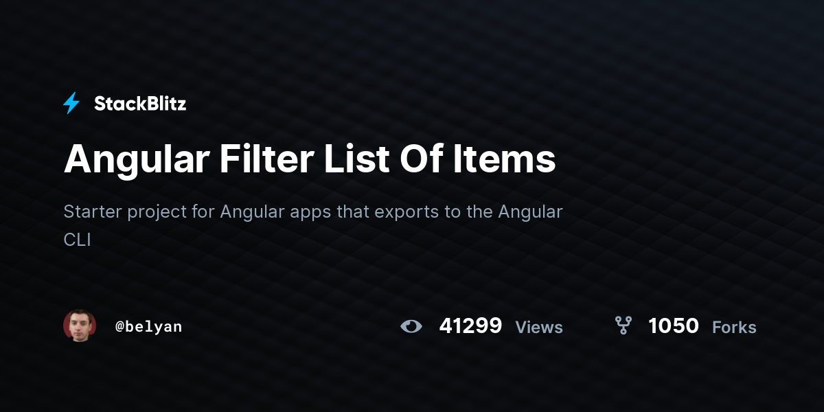 Angular Filter List Of Items - StackBlitz