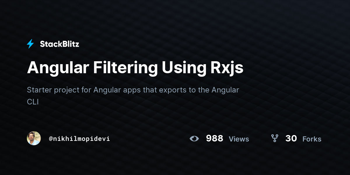 Angular Filtering Using Rxjs - StackBlitz