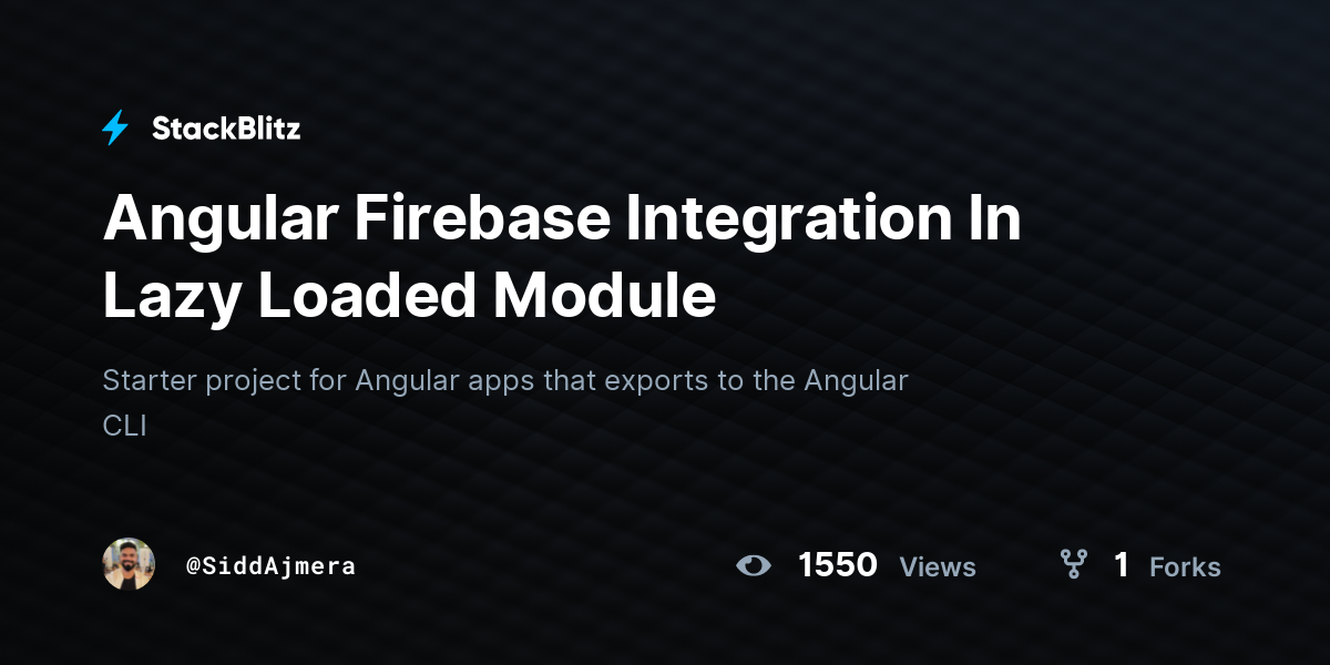 Angular Firebase Integration In Lazy Loaded Module - StackBlitz