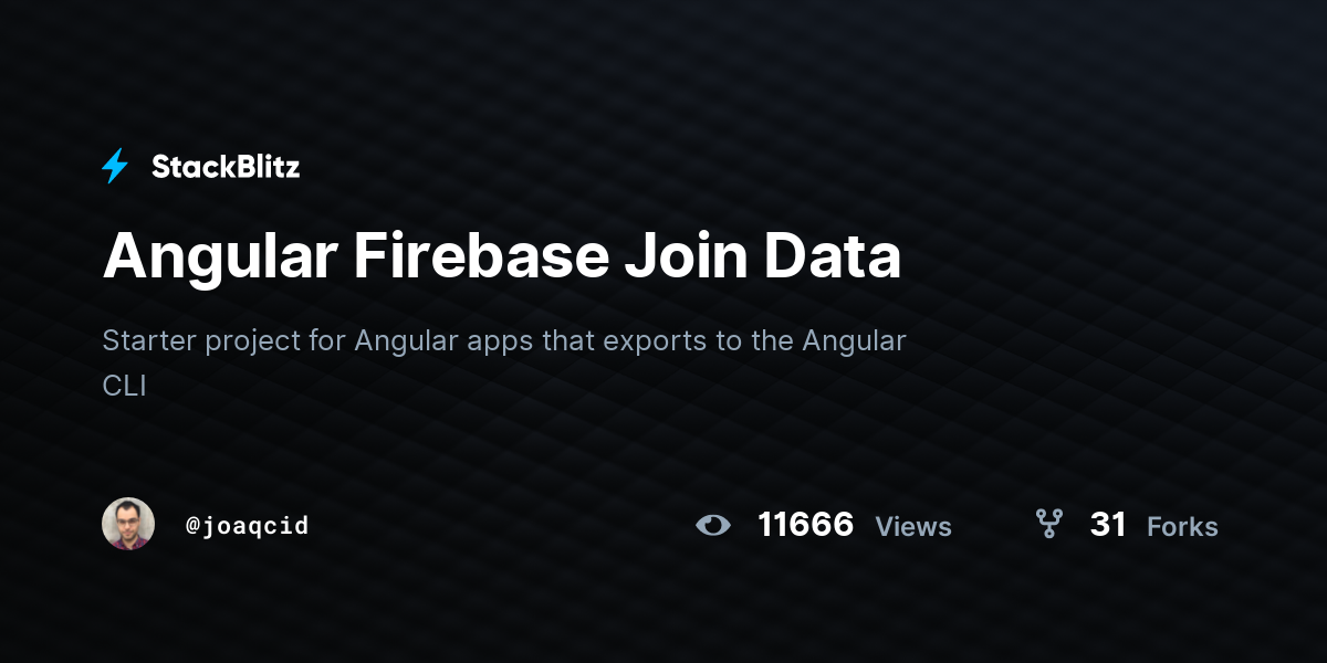 Angular Firebase Join Data - StackBlitz
