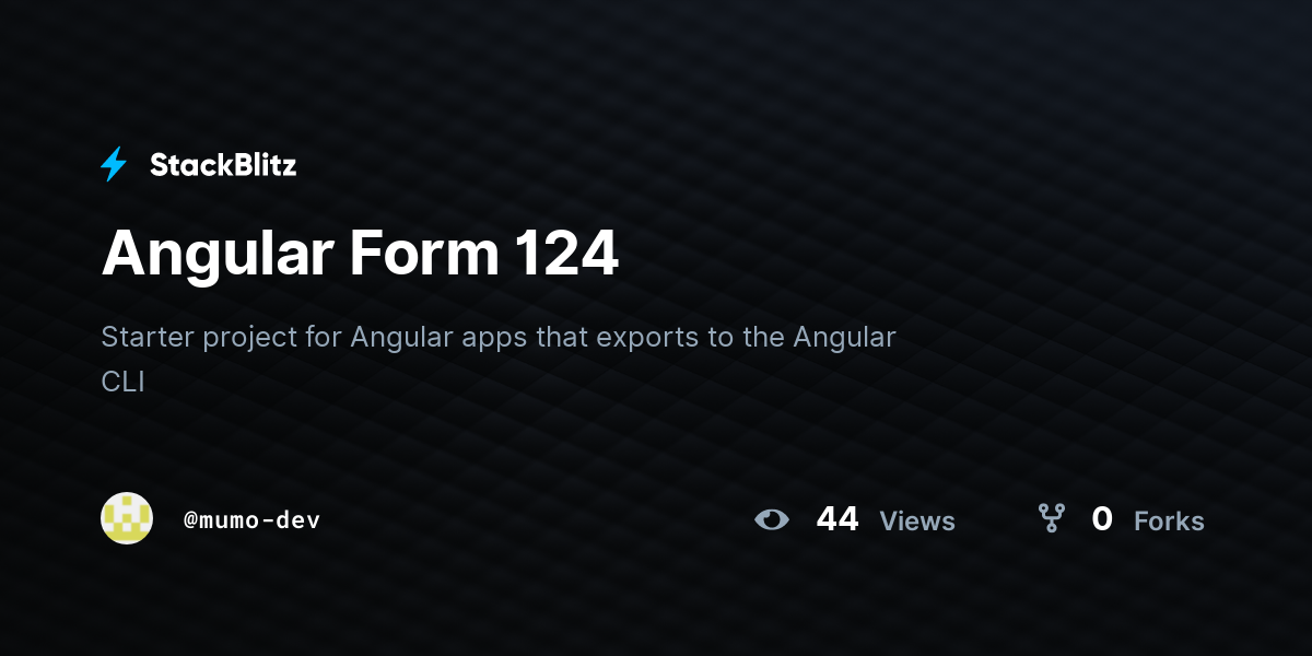 Angular Form 124 - StackBlitz