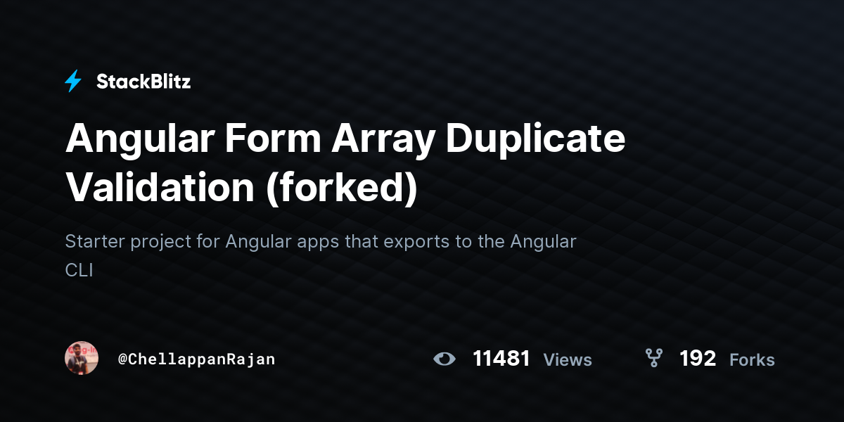 Angular Form Array Duplicate Validation (forked) - StackBlitz