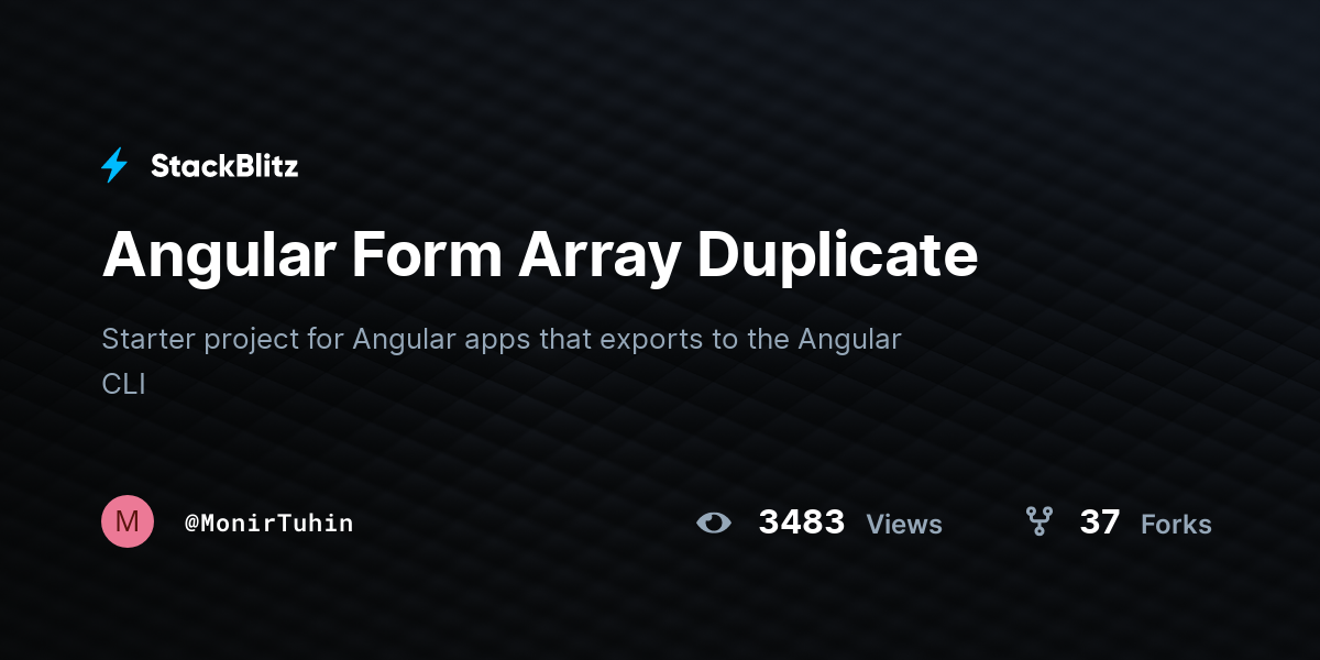 Angular Form Array Duplicate - StackBlitz