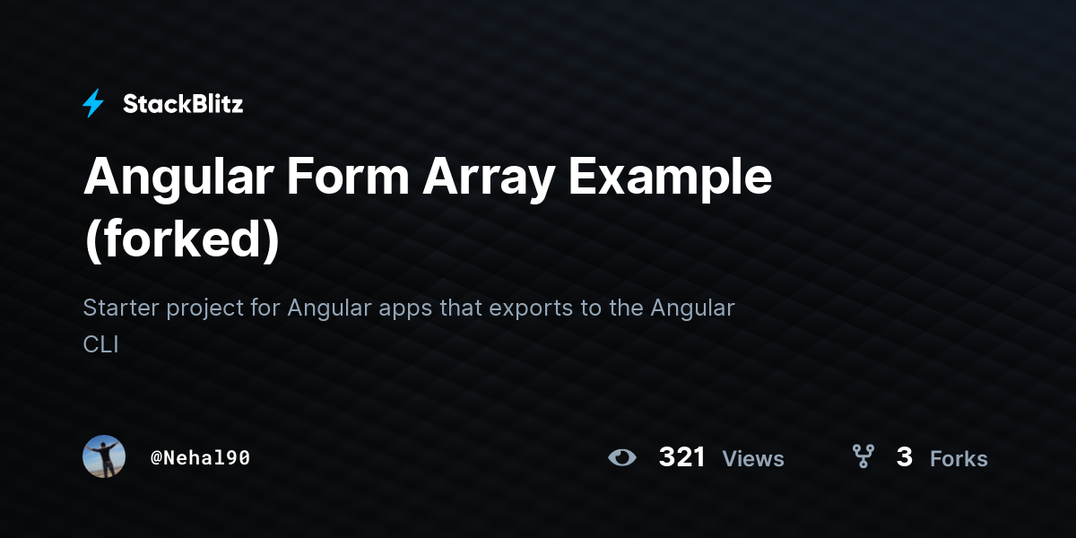 Angular Form Array Example (forked) - StackBlitz