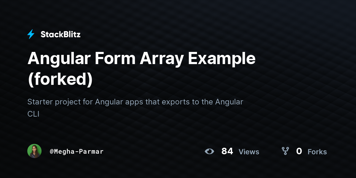 Angular Form Array Example (forked) - StackBlitz