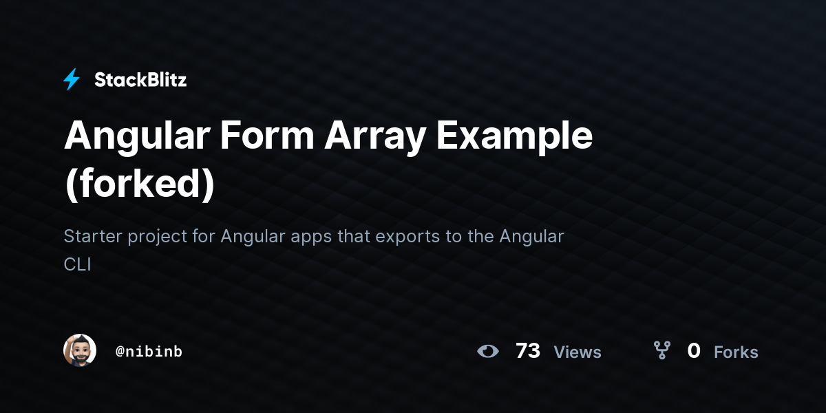 Angular Form Array Example (forked) - StackBlitz