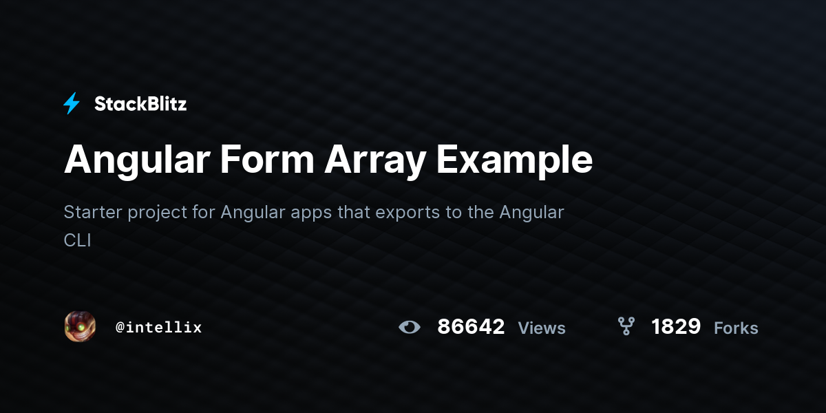 Angular Form Array Example - StackBlitz