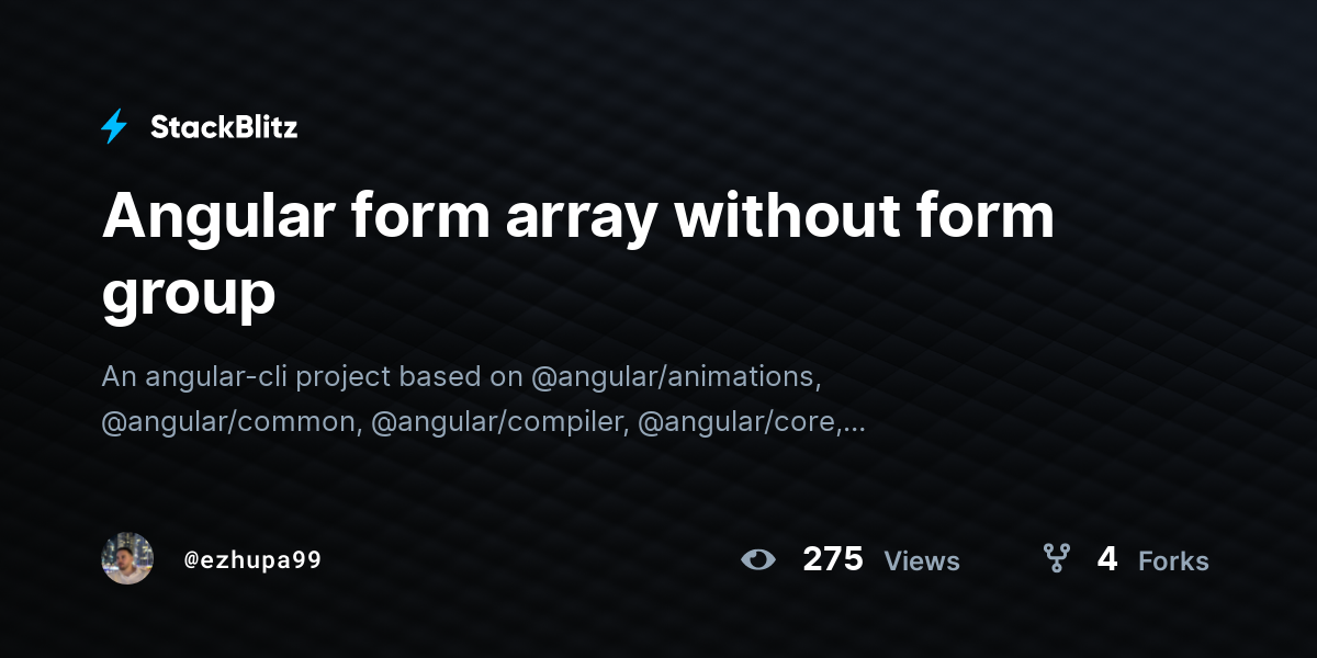 Angular form array without form group - StackBlitz