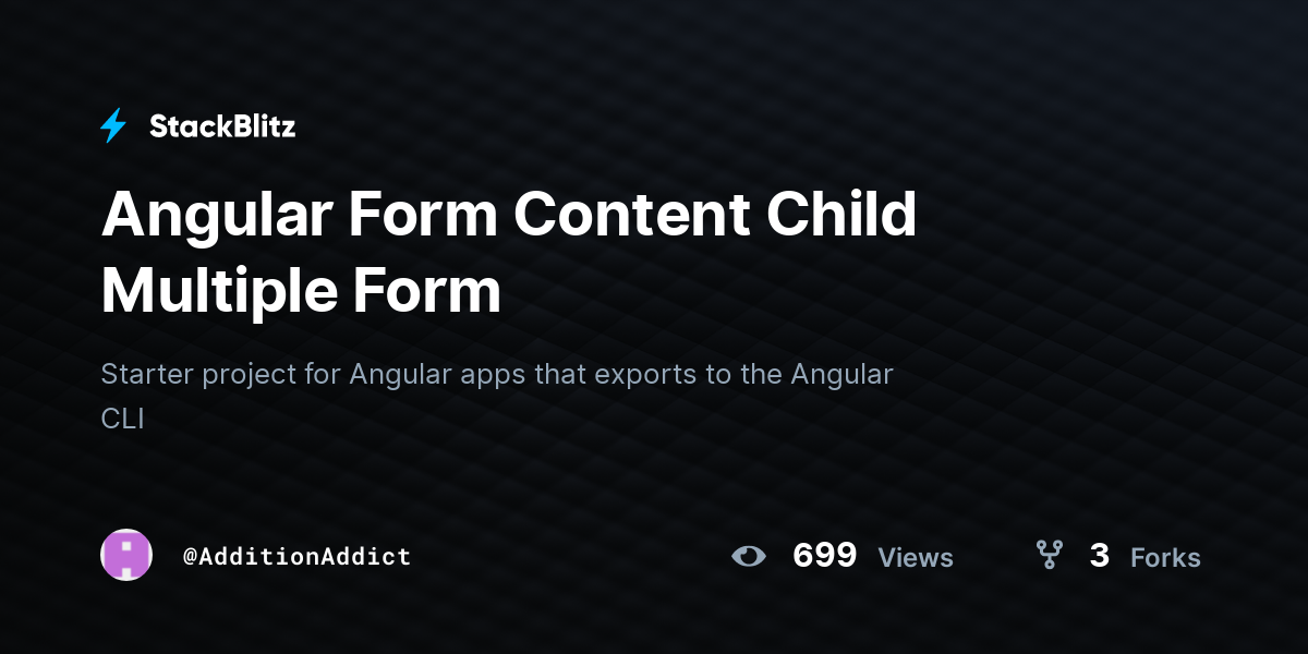Angular Form Content Child Multiple Form - StackBlitz