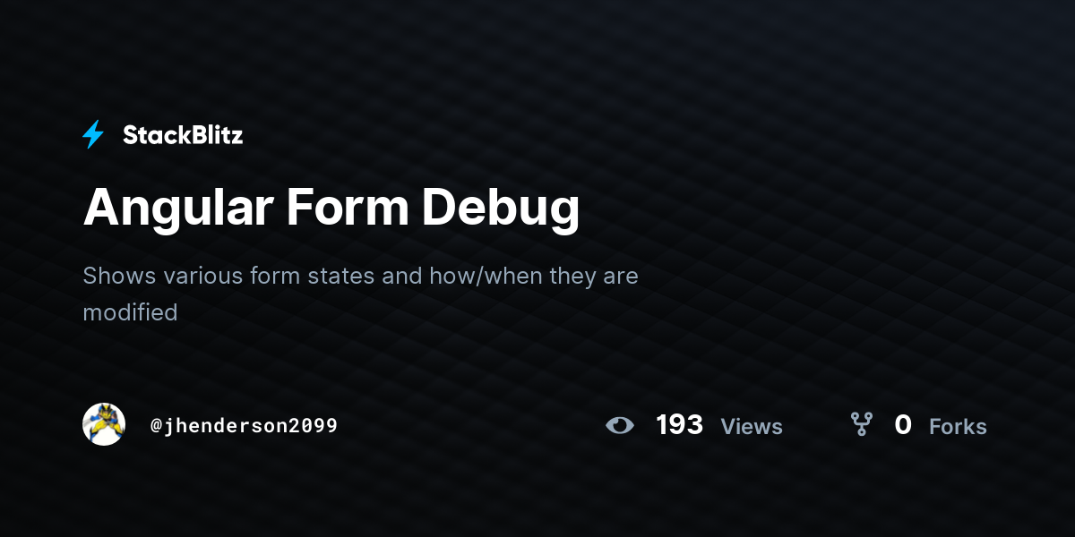 Angular Form Debug - StackBlitz