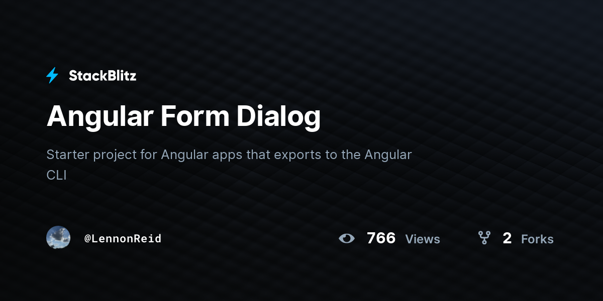Angular Form Dialog - StackBlitz