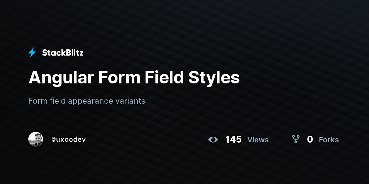 Angular Form Field Styles - StackBlitz