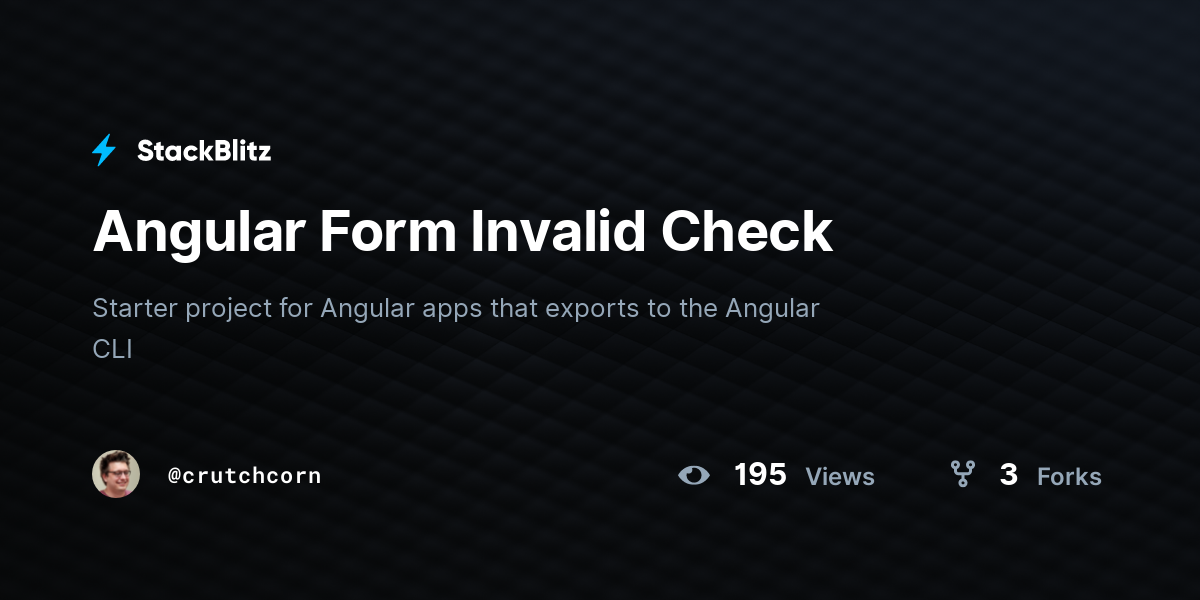 Angular Form Invalid Check - StackBlitz